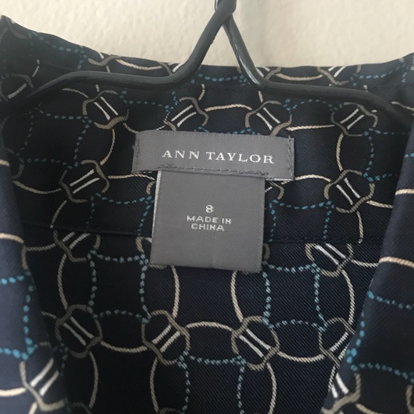 Ann Taylor silk button up navy blouse - Picture 7 of 7